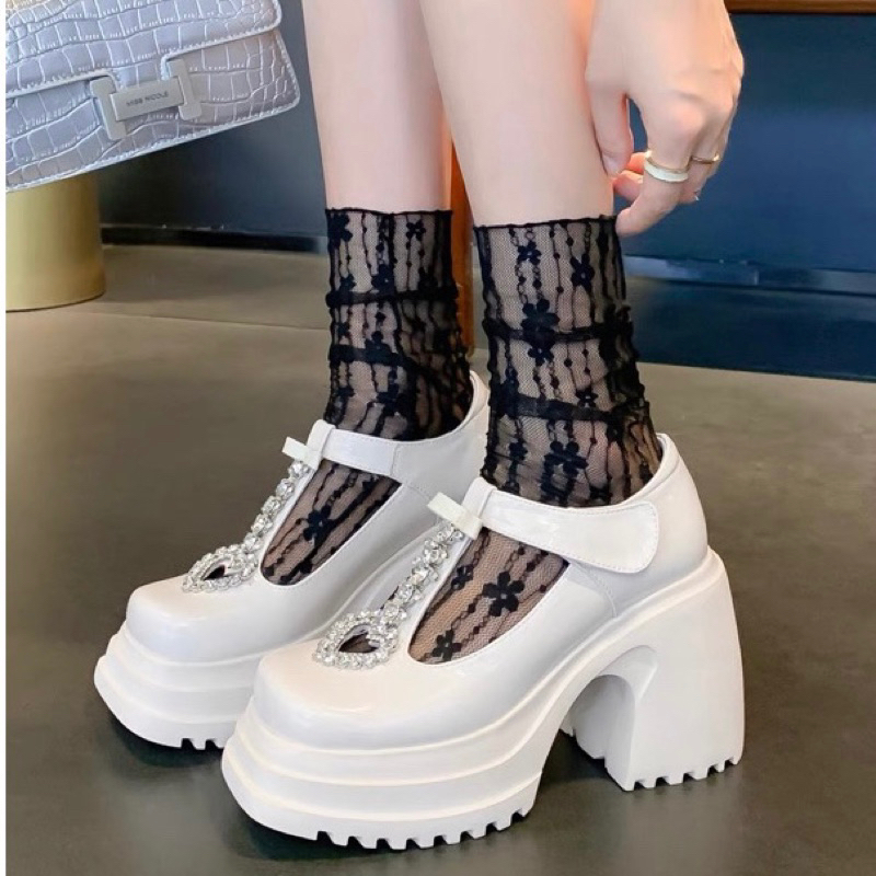 ORDER 🩷 Giày chunky dây đá tim đế cao su 10cm 32-40