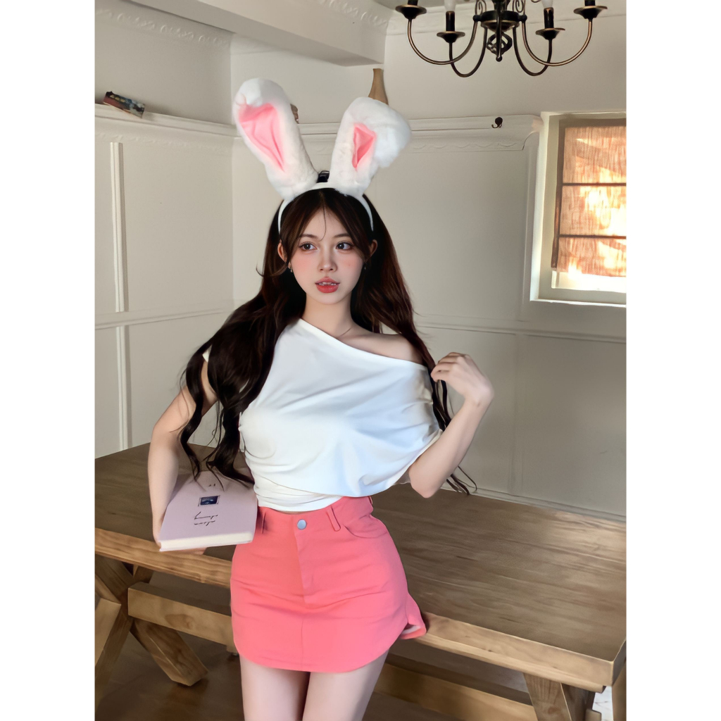 💃 Áo Thun Nữ Hở Vai Cộc Tay Triết Eo Tay Hến Dáng Ôm 2 Màu