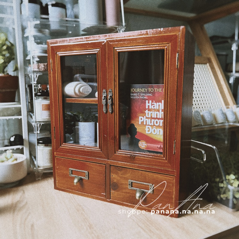 𝐏𝐚𝐧𝐀𝐧𝐚.✿ Tủ gỗ vintage để bàn \size vừa \mẫu ✿ #16