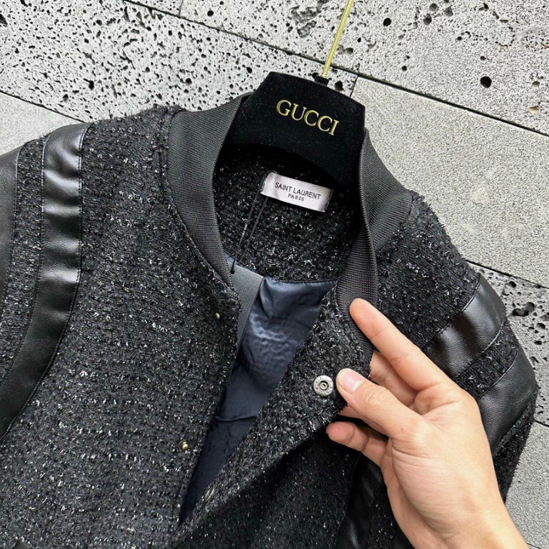 Áo Bomber Dạ Phói Kim Tuyến Mix Da Cực Chất - Áo Bomber Siêu Cấp 2023 Nam Nữ