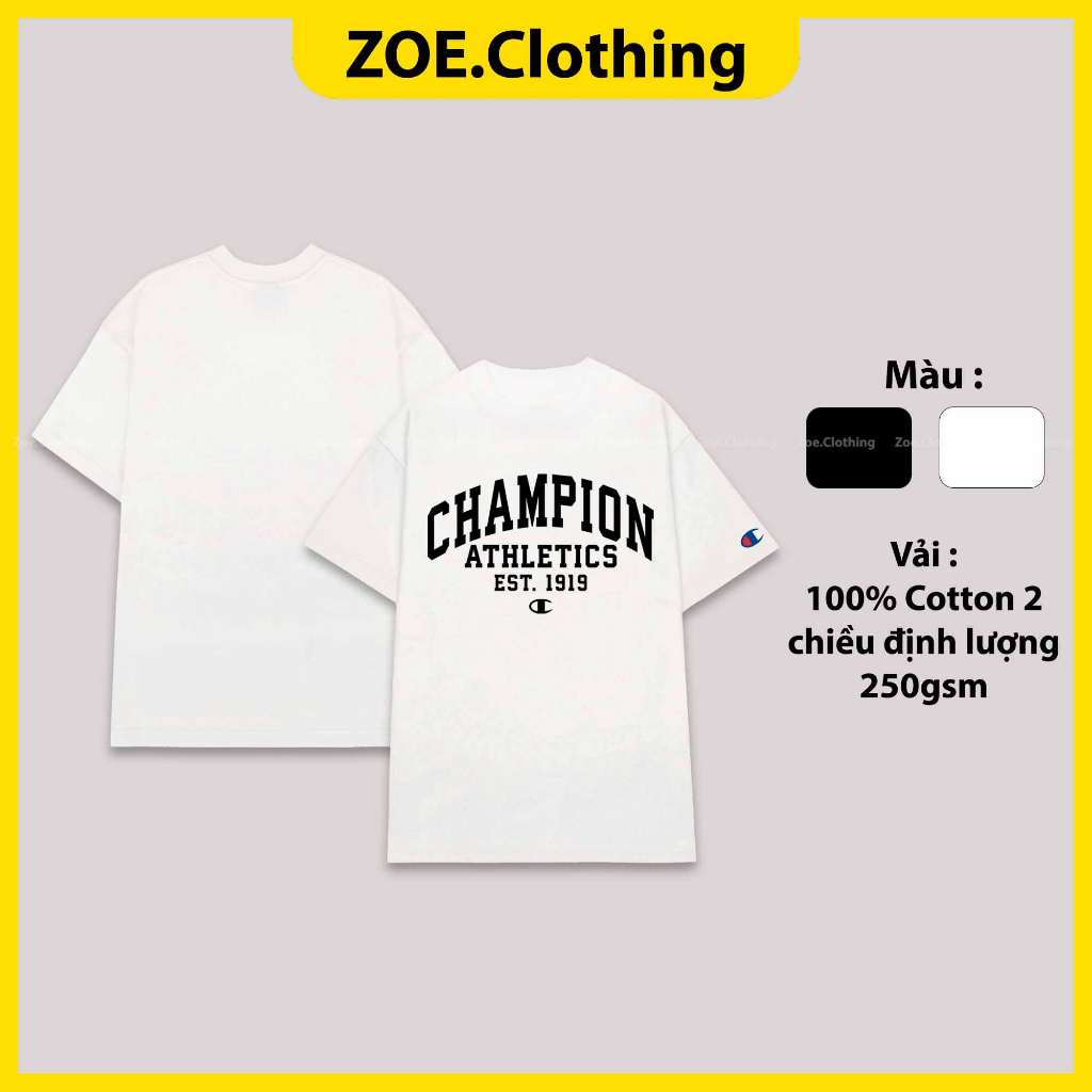 Áo thun CHAMPION, áo phông tay lỡ nam nữ unisex, ZOEclothing