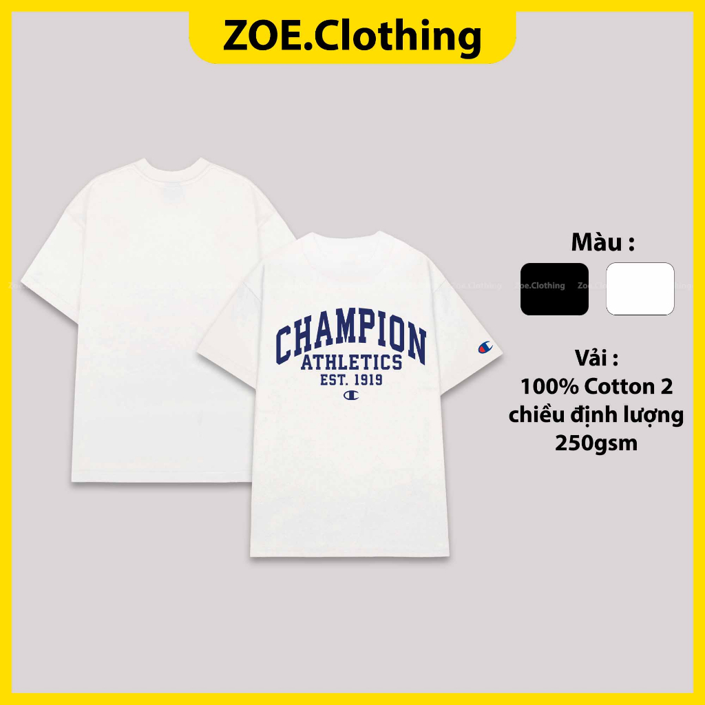 Áo thun CHAMPION, áo phông tay lỡ nam nữ unisex, ZOEclothing
