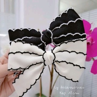 Set kẹp cột tóc nơ lụa mờ viền (có tách lẻ)