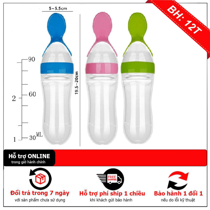 Bình thìa ăn dặm silicone cho bé có vạch chia ml,bón cháo, đút bột ,uống sữa dung tích 120ml