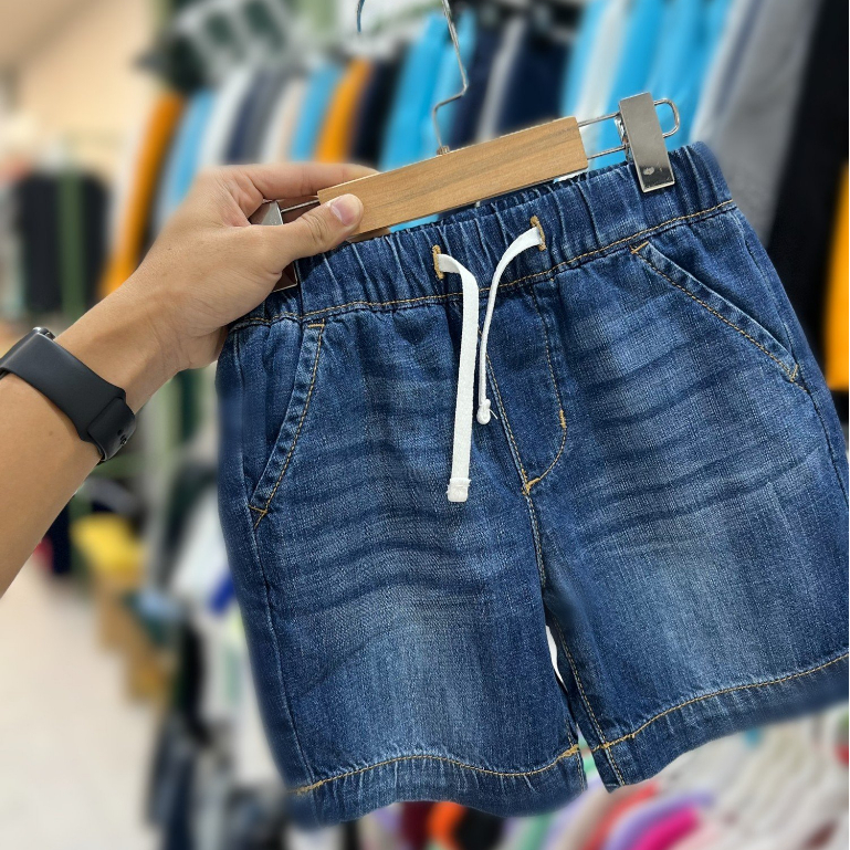 Quần short jean lưng thun cho bé trai size từ 11kg - 45kg có độ co giãn mềm mịn thoải mái vận động