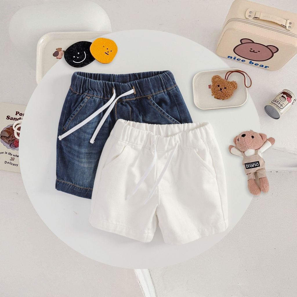 Quần short jean lưng thun cho bé trai size từ 11kg - 45kg có độ co giãn mềm mịn thoải mái vận động