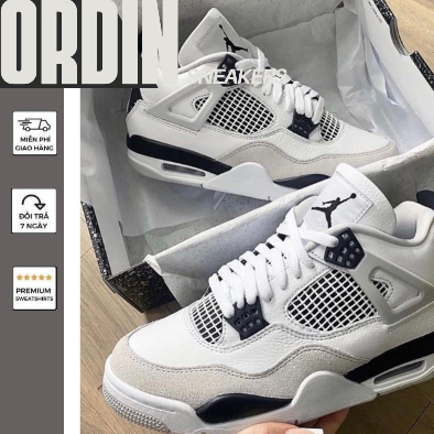 GIÀY JD4 RETRO MILITARY BLACK WHITE ĐEN TRẮNG SC[ FREESHIP + BOX ]
