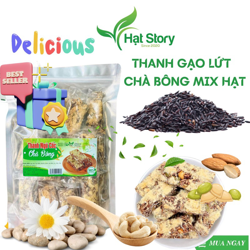 Thanh Gạo Lứt Chà Bông Mix Hạt Ăn Kiêng 500Gr Như Hình