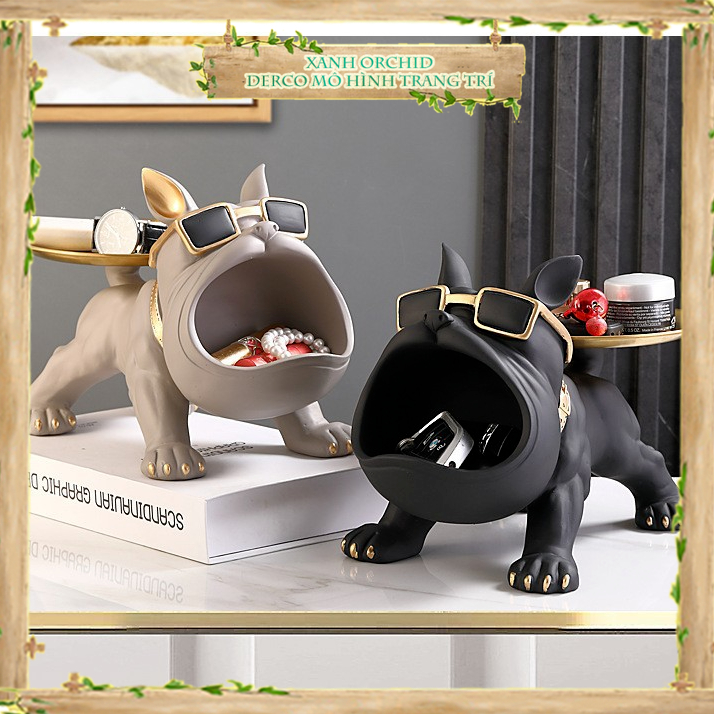 Decor Để Bàn "Chó Bulldog Đựng Chìa Khóa" Đựng Chìa Khóa Kệ Đựng Đồ, Đồ Trang Trí Phòng Khách, Lối Vào Phòng Học Tủ Rượu