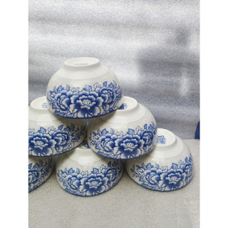 chén sứ hoa văn 11cm mẫu bông xanh GL90 chén cơm trắng ,chén chấm trắng