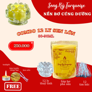 Combo 12 ly sen lớn 80-90ml - set nguyên liệu làm nến bơ cúng dường tại nhà - nến bơ song kỳ