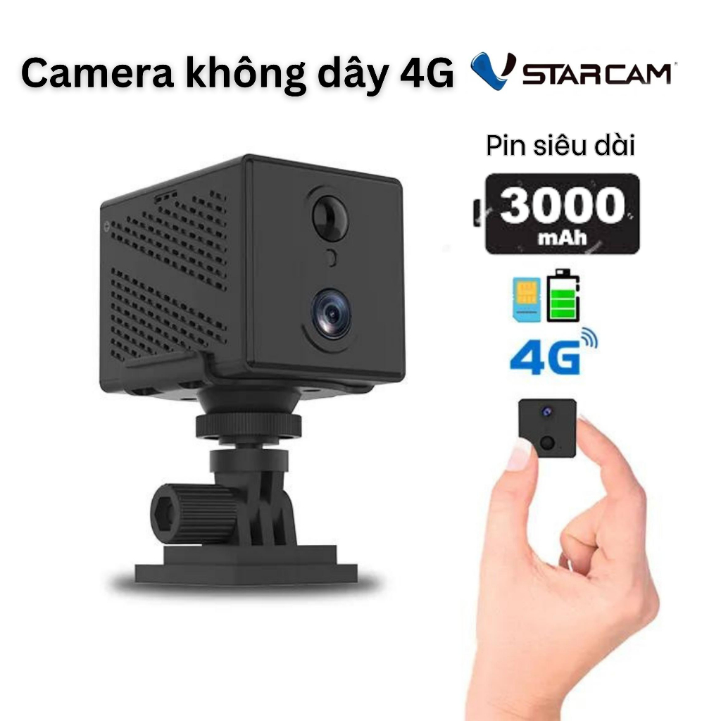 VSTARCAM CB75 4G Camera, pin 3000 mAh, cảm biến chuyển động PIR, xài sim 4G LTE, lưu trữ đám mây kèm khe thẻ nhớ SD Card