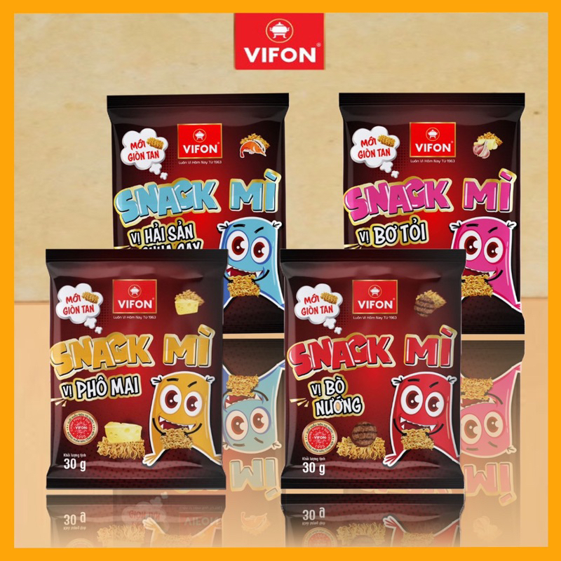Snack mì ăn liền Vifon vị Bò nướng Hải sản Bơ tỏi Phô Mai gói 30g-đồ ăn vặt snack mì giòn ngon ăn liền Vifon