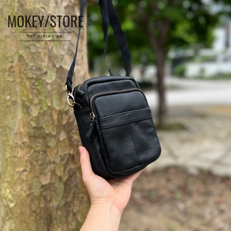 Túi đeo chéo nam, túi da nam Da bò mềm khoá kim loại - Bảo hành 24 tháng