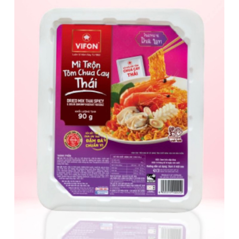 Mì trộn sốt Tôm Chua Cay Vifon khay 90g-Mì xào trộn sốt tôm chua cay ngon ăn liền hiệu Vifon