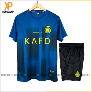 Quần áo bóng đá, đồ đá banh CR7 Al Nassr Xanh Cổ Vịt 2023 Vải thun lạnh cao cấp