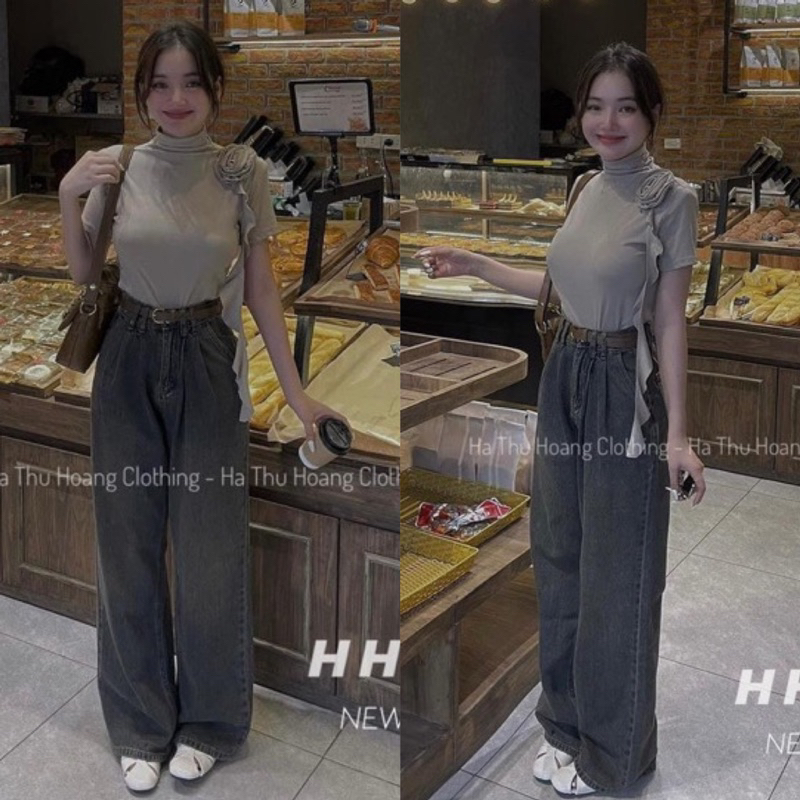 Áo Thun Tay Ngắn Cổ 3P Đính Hoa Siêu Hot