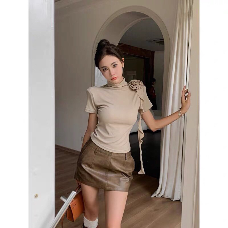 Áo Thun Tay Ngắn Cổ 3P Đính Hoa Siêu Hot