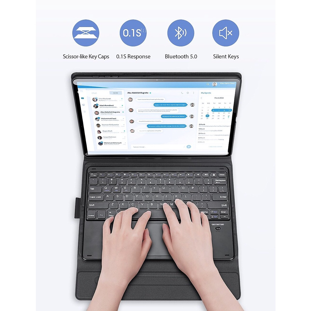 Bao Da Samsung Tab S7 FE, S7/ S7 Plus, S8/S8 Plus, S6 Lite,S6 Lite 2022 Kèm Bàn Phím Có Di Chuột TouchPad Hãng Dux Ducis