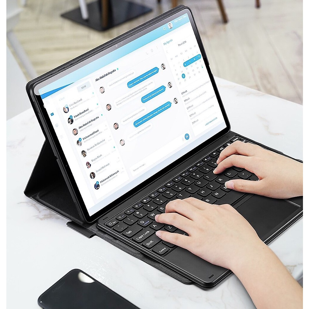 Bao Da Samsung Tab S7 FE, S7/ S7 Plus, S8/S8 Plus, S6 Lite,S6 Lite 2022 Kèm Bàn Phím Có Di Chuột TouchPad Hãng Dux Ducis