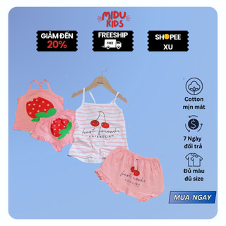 Set Dâu Tây Và Cherry 2 Dây quần Chip Cho Bé Gái MiDu Kid