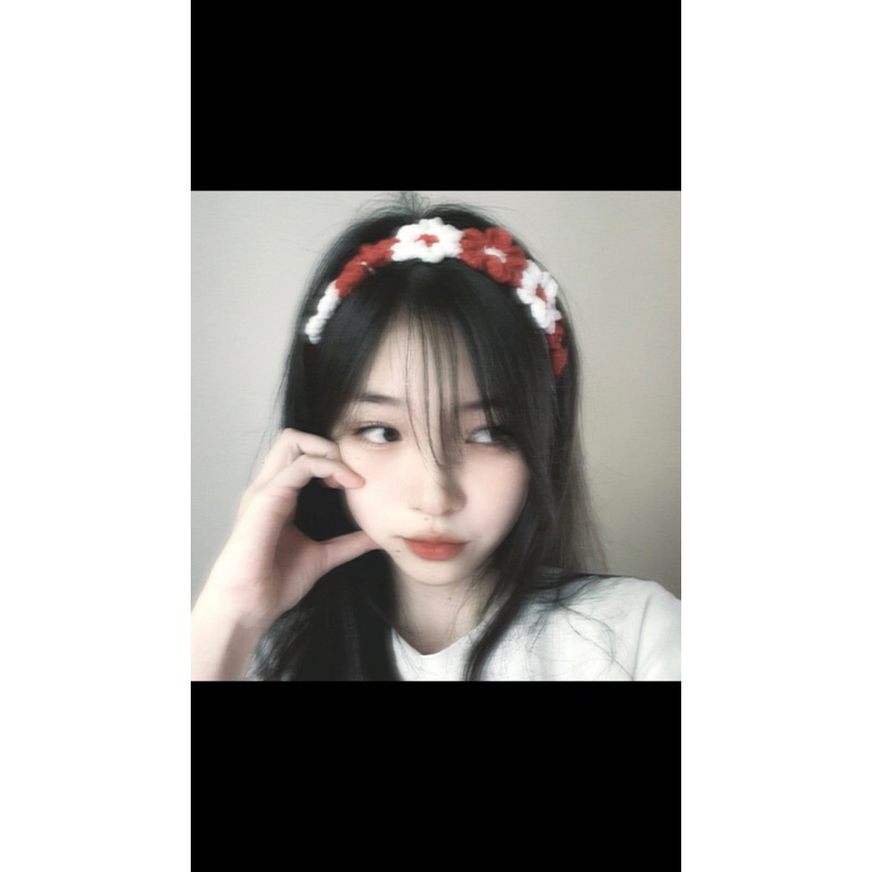 Băng đô headband hoa len móc thủ công