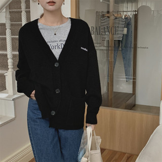 Áo Cardigan len thêu chữ Weekend, Áo khoác ngoài thu đông cho nữ