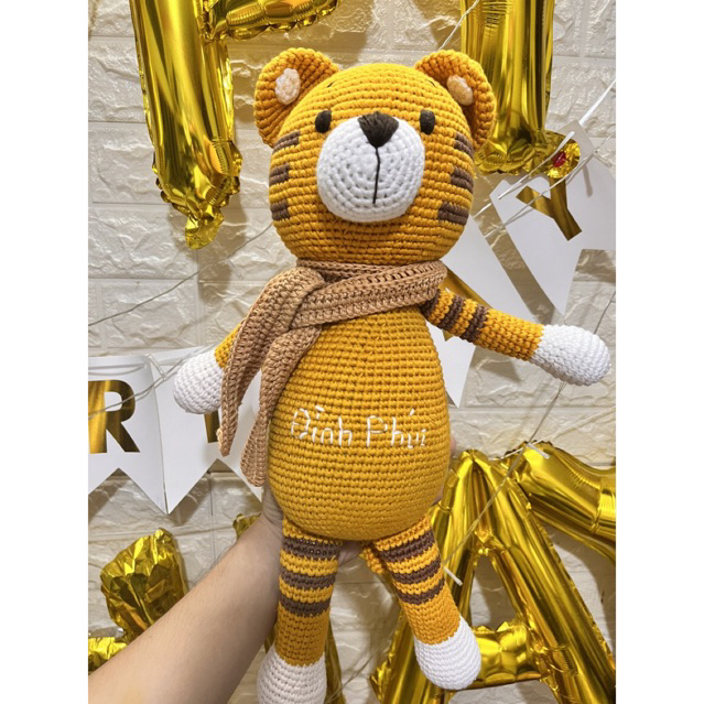 Hổ Tiger 40cm - Gấu bông len Alex House cho bé có thêu tên miễn phí và Tiệt trùng sản phẩm.