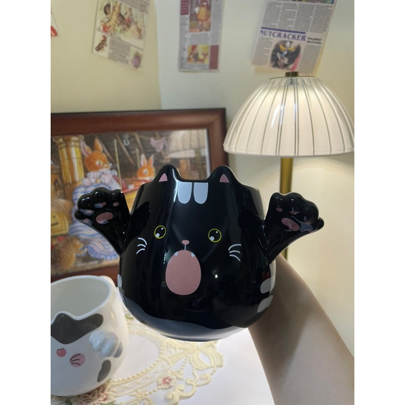 Cốc mèo sứ 3D mèo giơ tay