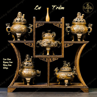 Lư Đồng Xông Trầm Nắp Lân (Nghê) - Tượng Đồng Phong Thủy Thờ Cúng