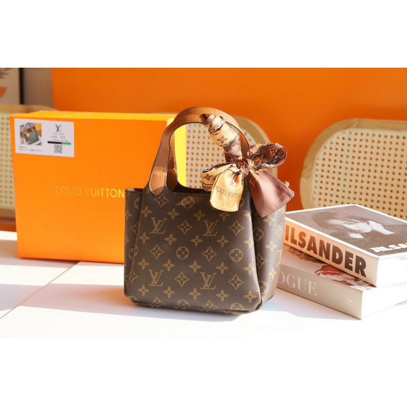 Túi quai xách dáng giỏ bắt cua size 20cm fullbox nam châm bill xinh xắn kèm khăn W266-20