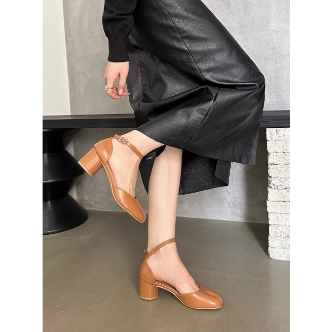 Giày búp bê móng ngựa xỏ mũi cao gót phong cách lolita kiểu gót vuông cho nữ đẹp 2023