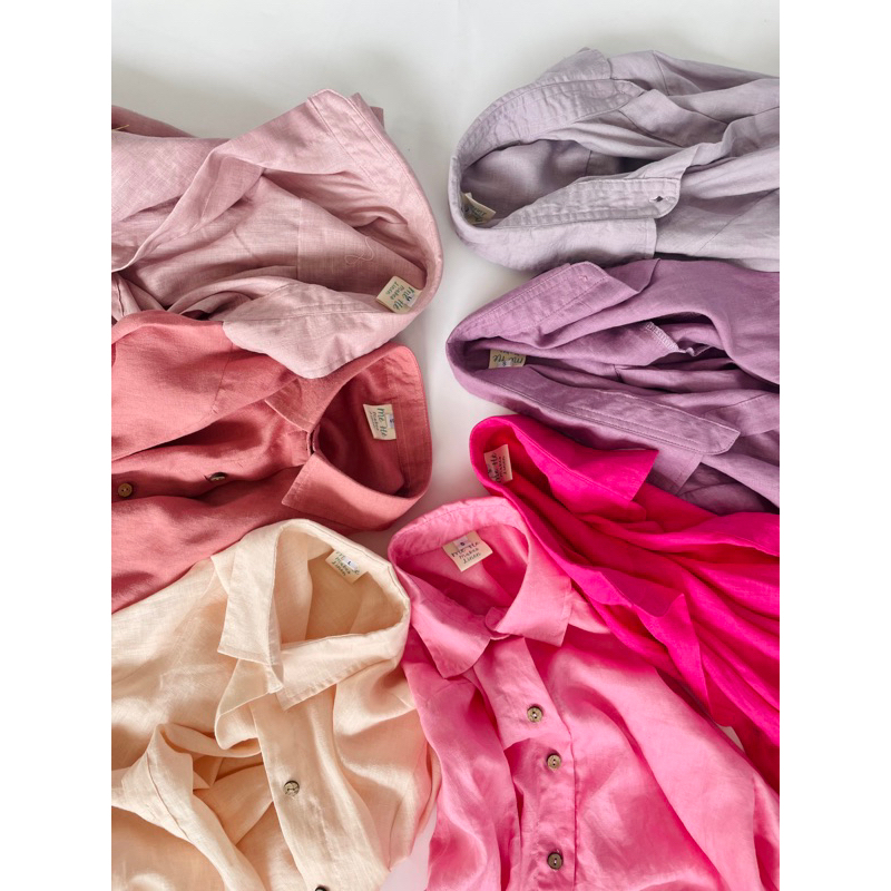 Áo sơ mi linen tưng washed - tone ấm - Mé Hè