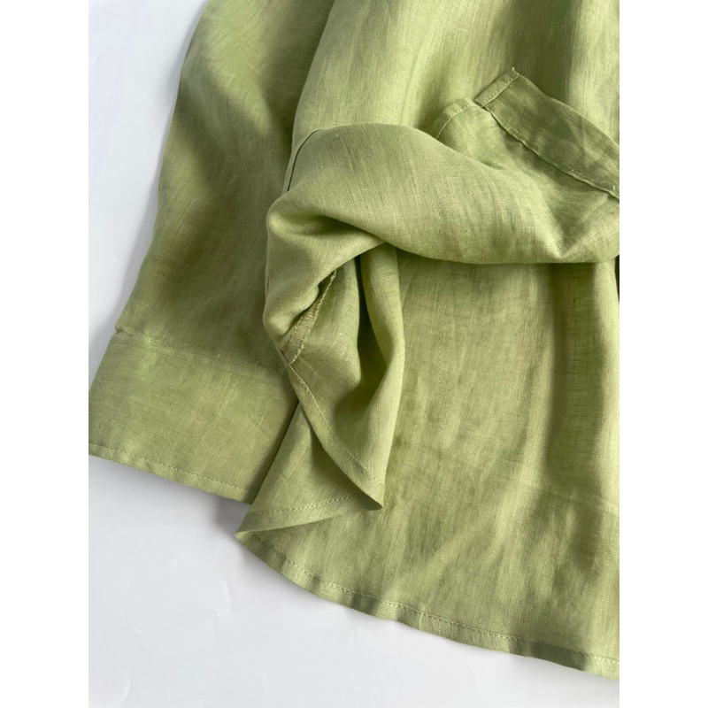 Áo sơ mi linen tưng washed tone lạnh - Mé Hè