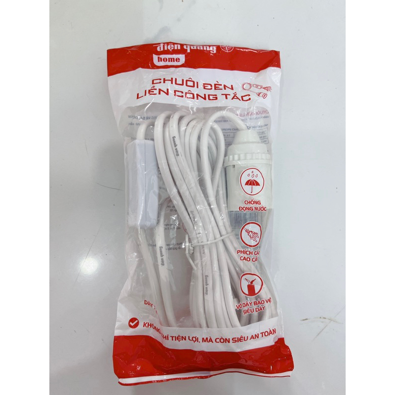 Đuôi đèn E27 liền Phích cắm dây 5m có công tắc Điện Quang