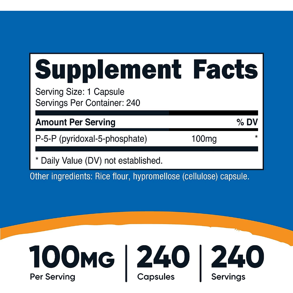 Nutricost P-5-P 100mg 240 viên : Bổ sung Vitamin B6 Pyridoxal Phosphate