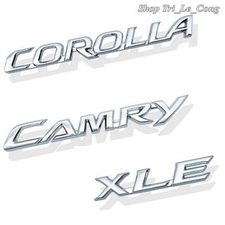 Logo xe Toyota Chữ Camry dán sau đuôi cốp xe hơi ô tô nhựa abs mạ crom Corolla altis XLE bằng Kim loại màu trắng bạc