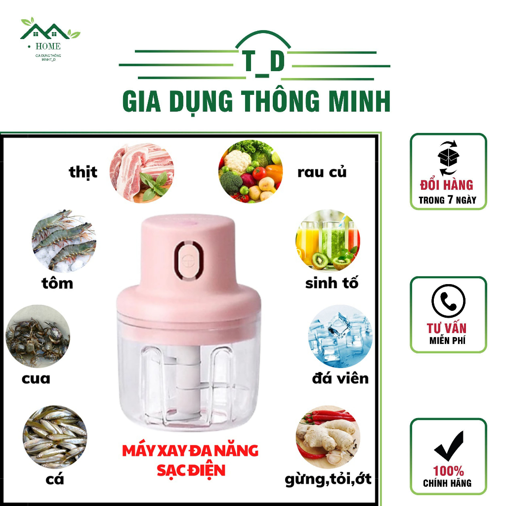 Máy xay tỏi ớt cầm tay mini sạc điện 100ml,xay thịt ớt hành tỏi rau củ