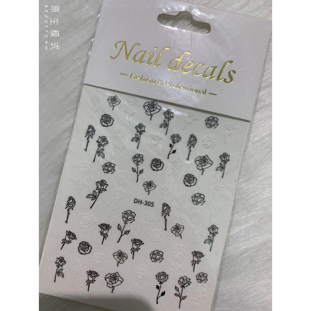 Sticker dán móng hoa hồng trang trí nail