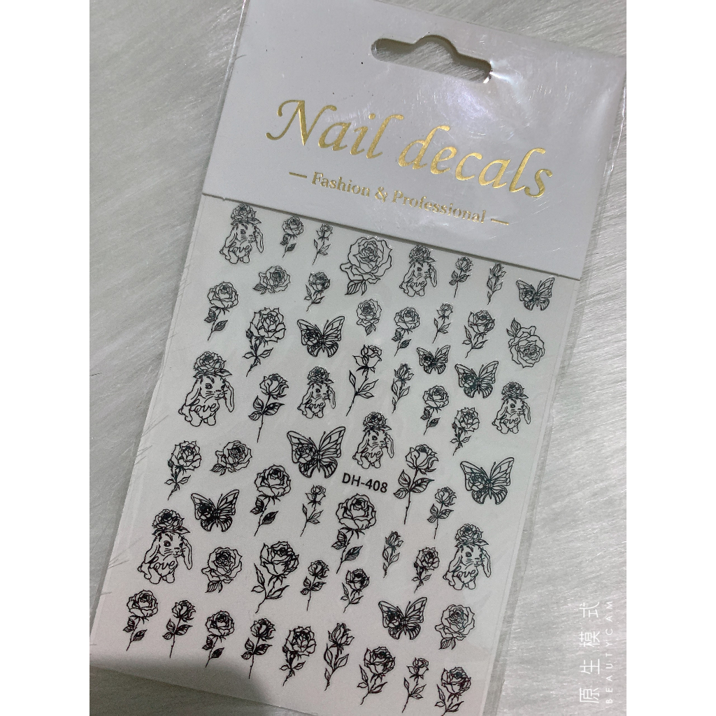 Sticker dán móng hoa hồng trang trí nail