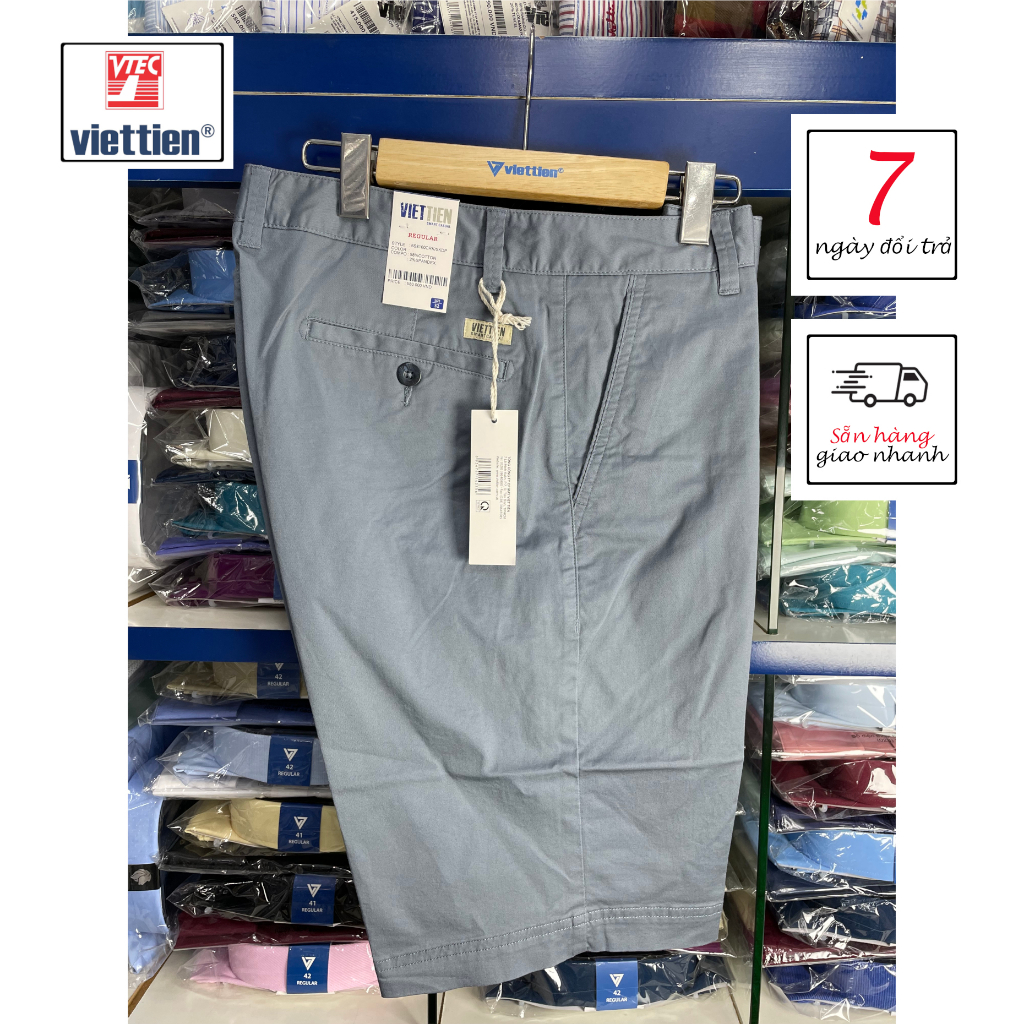VIETTIEN - QUẦN SHORT NAM  6S8160, 98% COTTON, 2% SPANDEX