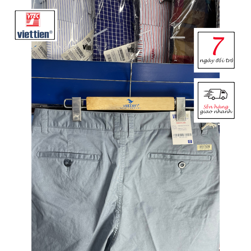 VIETTIEN - QUẦN SHORT NAM  6S8160, 98% COTTON, 2% SPANDEX