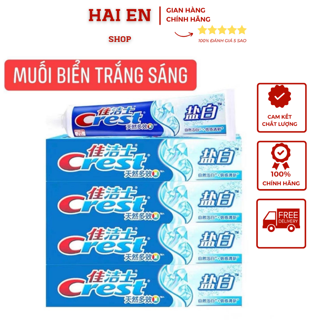 Kem đánh răng Crest muối biển 140g trắng sáng,chắc khoẻ chân răng