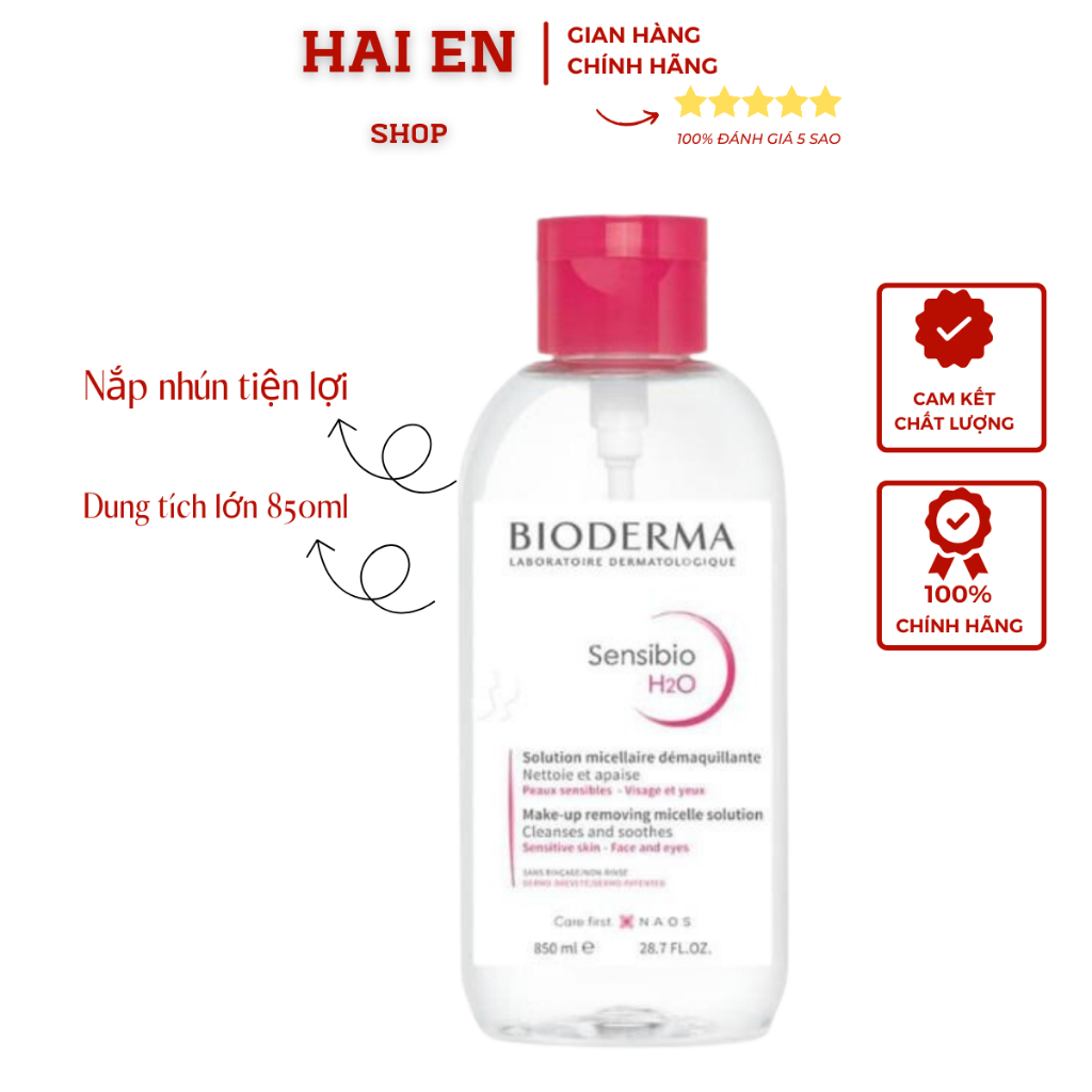 Nước tẩy trang Bioderma nắp nhún 850ml