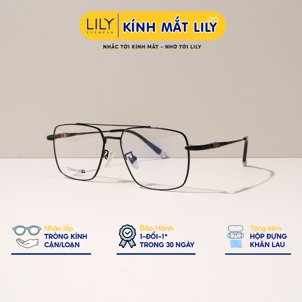 Kính phi công gọng vuông nam LILYEYEWEAR càng kim loại chắc chắn kiểu dáng thời trang 88006