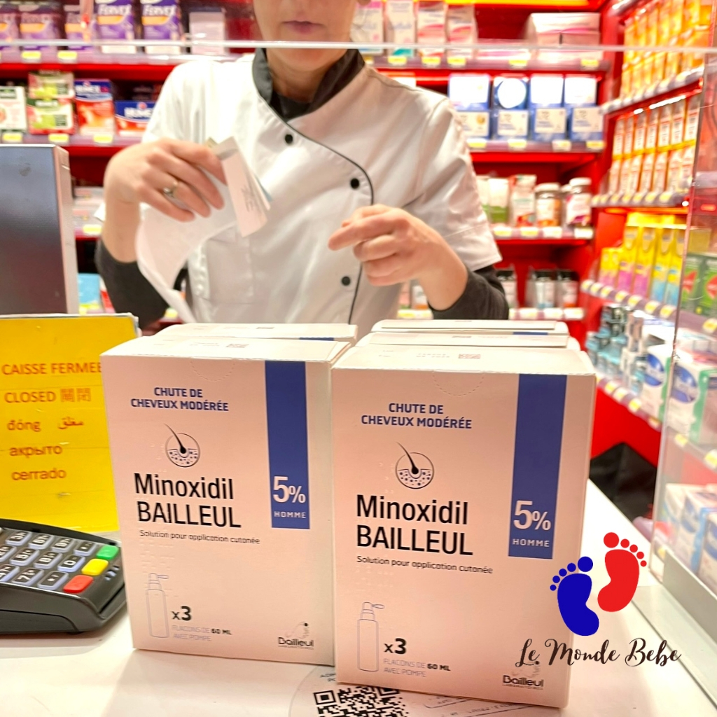 Xịt mọc tóc Minoxidil 5% Bailleul Pháp chống rụng tóc và hói đầu mọc tóc, xịt dưỡng tóc