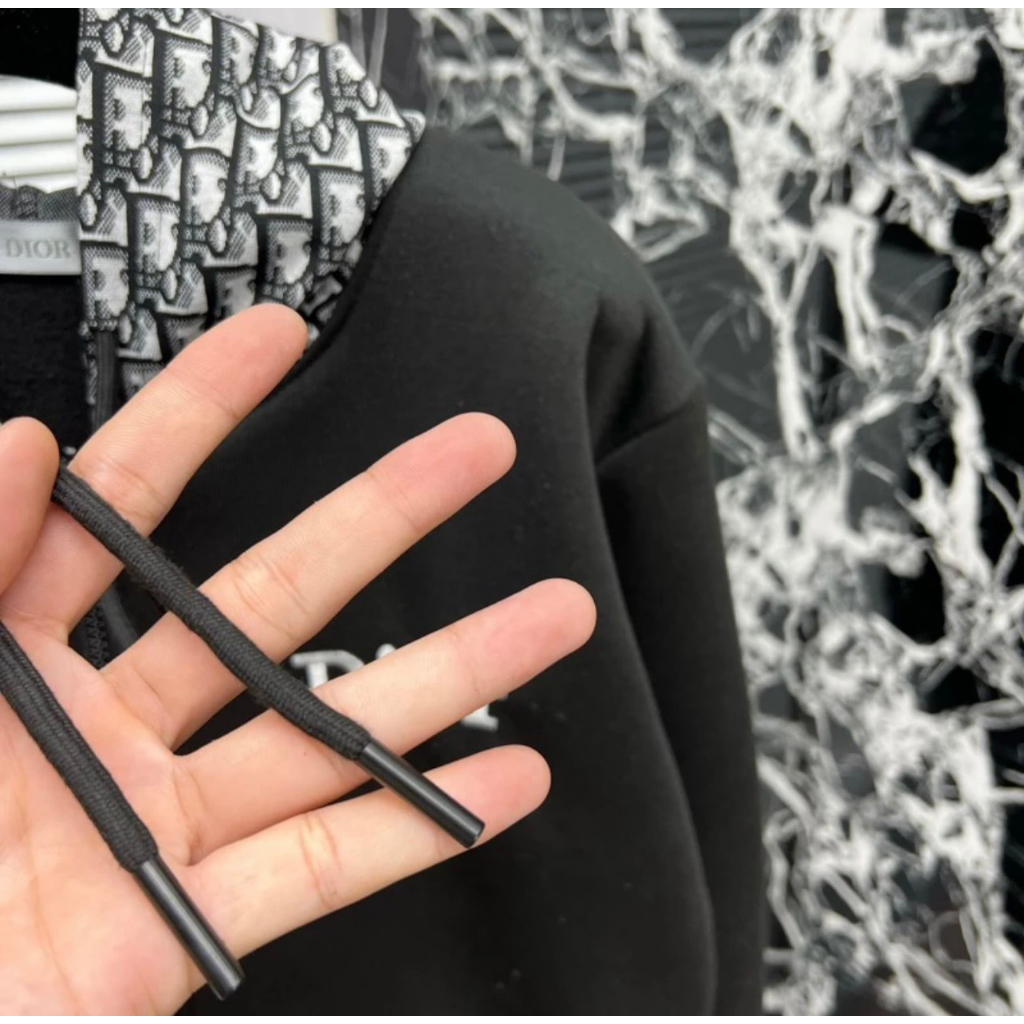 Áo Khoác Hoodie Zip Nam Nữ CD Thêu Chữ Ngực Phối Mũ Hoạ Tiết Chữ Thổ Cẩm Monogram Chất Nỉ Bông Hot Trend Nam Nữ