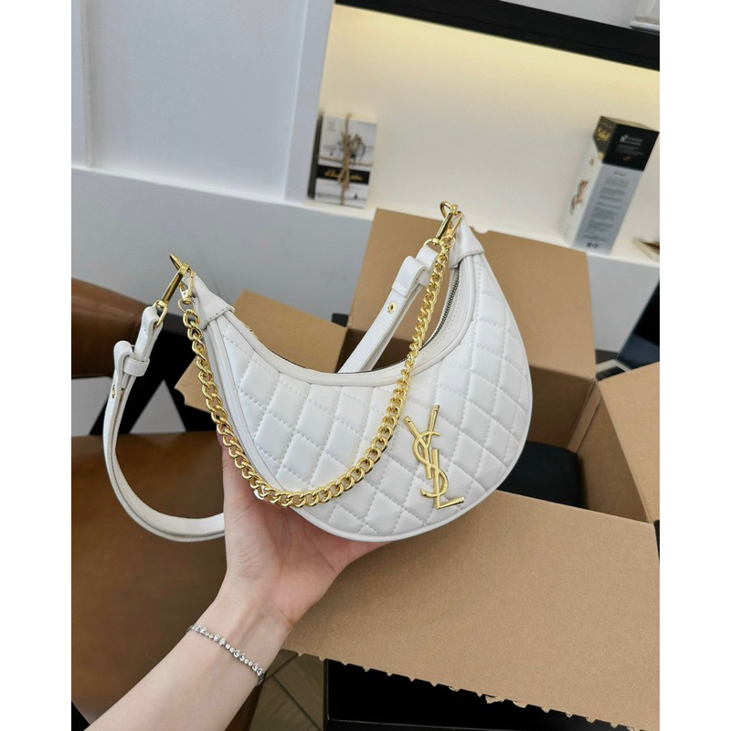 Túi kẹp lách đeo chéo dáng thuyền size 24 da trần trám