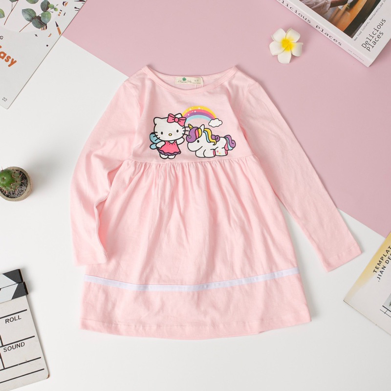 Váy cotton dài tay cho bé gái 2-12y . Chất cotton mềm mịn, thấm hút mồ hôi, co giãn tốt