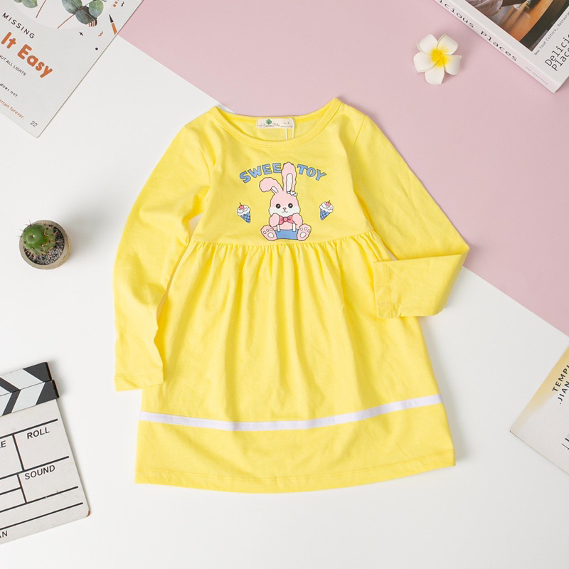 Váy cotton dài tay cho bé gái 2-12y . Chất cotton mềm mịn, thấm hút mồ hôi, co giãn tốt